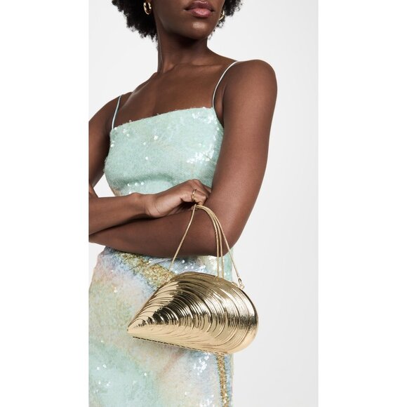 Bridget Oyster Shell Clutch in Gold Womens Bag Shoulder - Picture 13 of 14